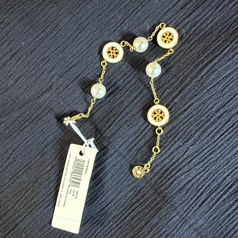 NWT Tory Burch Kira 18K-gold-plated and cultured pearl bracelet - Picture 5 of 5